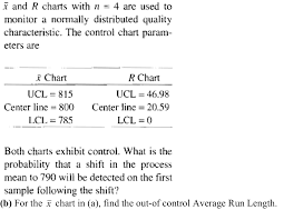 Solved X And R Charts With N 4 Arc Used To Monitor A Nor