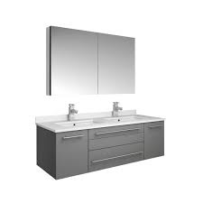 118 de soto bright white double sink bathroom vanity. Fresca Lucera 48 In W Wall Hung Vanity In Gray With Quartz Double Sink Vanity Top In White With White Basins Medicine Cabinet Fvn6148gr Uns D The Home Depot