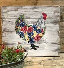 Farm House Rooster Sign Hen Pallet