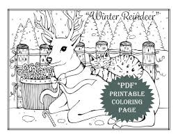 There is a mix of difficulty, from cute pictures for toddlers and. Pdf Printable Coloring Page Holiday Winter Reindeer Cat Animal Etsy