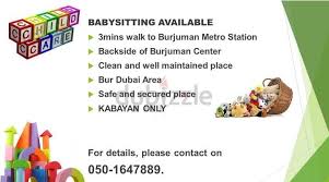 Dubizzle Abu Dhabi Childcare Babysitting Available Near Burjuman