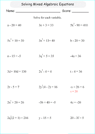 Sixth Grade Math Algebra Equations
