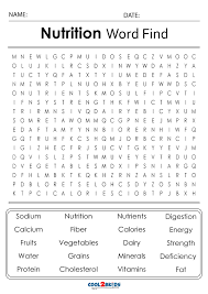 printable nutrition word search