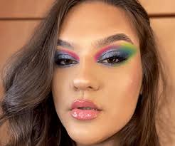 8 easy steps of rainbow eye makeup look