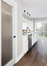 A Frosted Glass Pantry Door Is Located