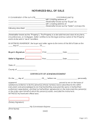 free notarized bill of form pdf