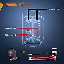 7 pin rocker switch wiring on white led pin momentary on off rocker switch dpdt for narva arb carling style replacement marine grade in car switches notice on the wiring diagram that of the 10 prongs spade connectors called termianls on the back four 4 make the rocker switch lights function while. Amazon Com Nilight 90007b Lighted Whip Rocker Switch Led Light Bar 5pin Laser On Off Led Light 20a 12v 10a 24v Switch Jumper Wires Set For Jeep Boat Trucks 2 Years Warranty Automotive