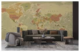 Classic Map World Countiries Wall Mural