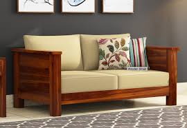 agnes 2 seater wooden sofa honey