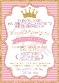 Pink Gold Glitter Princess First Birthday Baby Shower Invitation