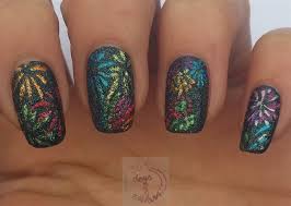 fireworks nail art textured by