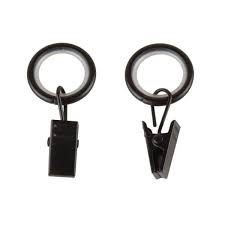 Emoh 9 16 Inch Noise Canceling Curtain Rings W Clip In Black Set Of 10