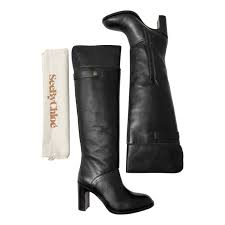 leather boots see by chloé black size