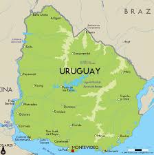 grande mapa físico de uruguay con