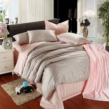 Plain Colored Light Pink And Grey Color Block Simply Chic Noble Excellence Luxury Girls 100 Tencel Full Queen Size Bedding Sets Enjoybedding Com