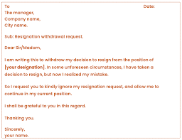 resignation withdrawal letters in word