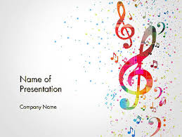 Falling Colorful Music Notes Powerpoint Template Backgrounds