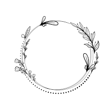 botanical circle frame hand drawn