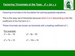 Ppt Factoring Trinomials Of The Type