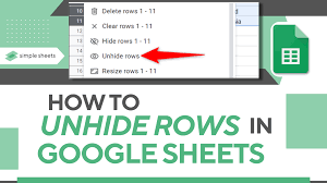4 ways to unhide rows in google sheets