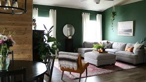 dark green living room makeover moody