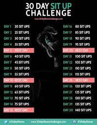 30 Day Sit Up Challenge 30 Day Workout Challenge 30 Day