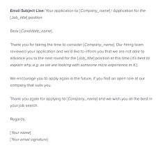 job application rejection email