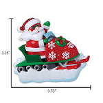 Personalized Santa on Snowmobile Christmas Tree Ornament