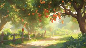 aesthetic apple orchard desktop