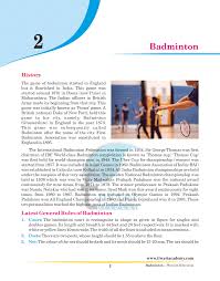 badminton sports history events word