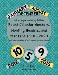 Yellow Aqua And Gray Pattern Round Calendar Numbers