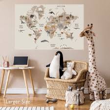 Neutral World Map Wall Decal L And