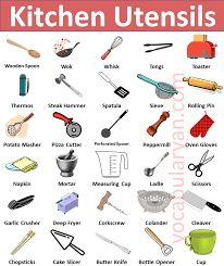 50 kitchen utensils names in english