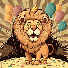 cute cartoon lion birthday background image