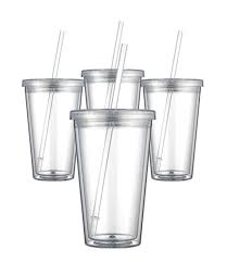 Acrylic Tumblers With Straw And Lid