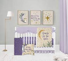 Owl Crib Bedding Set Purple Moon And