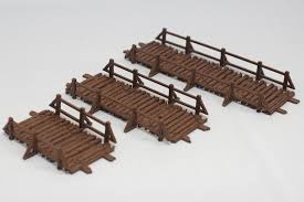 Wood Bridges With Railings Set Of 3 For