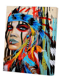 Native Indian Girl Abstract Paint