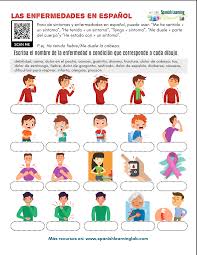 English vocabulary resources elementary and intermediate level: The Vocabulary For Illnesses In Spanish Pdf Worksheet Spanishlearninglab