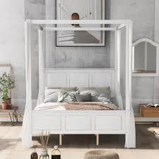 anbazar canopy white queen bed wood