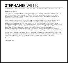 Leasing Manager Cover Letter Sample Cover Letter Templates Examples