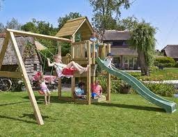 Wooden Swing And Slide Set Cubby 2 Swing