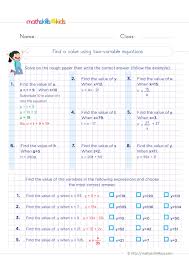 math equations worksheets with