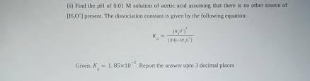 Ph Of 0 01m Solution Of Acetic Acid