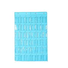 Whthteey Classroom Pocket Chart 36 Clear Pockets Phone Holder Door Hanging Phone Organizer With 4 Hooks Blue