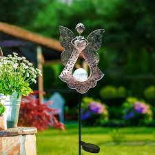 Solar Garden Stake Lights Metal Angel