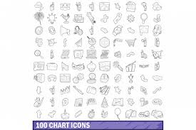 100 Chart Icons Set Outline Style