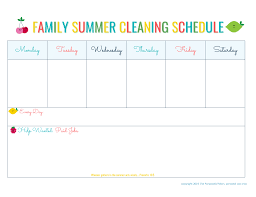Family Summer Cleaning Schedule Free Printable The