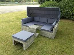 rattan garden sofa set 5 pieces with
