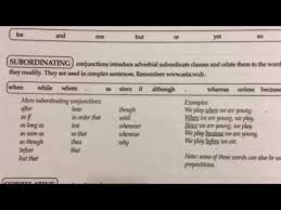 Essentials Chart H Subordinating Conjunctions Youtube
